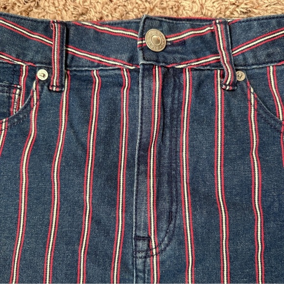 American Eagle Hi-Rise Mini‎ Super Stretch Blue Striped Denim Skirt Size 12 - Picture 5 of 16
